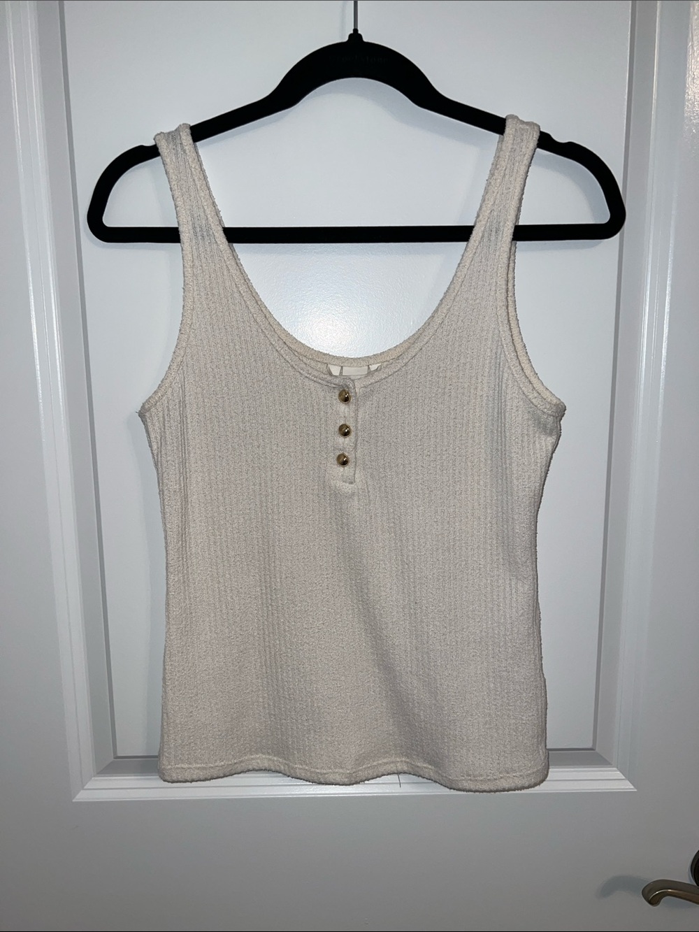 H&M Cream Ribbed Henley Tank Top
